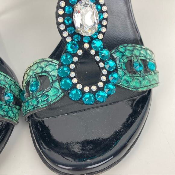 LORIBLU Jeweled Leather Sandals Heels - Made in Italy - $570. - Picture 6 of 16